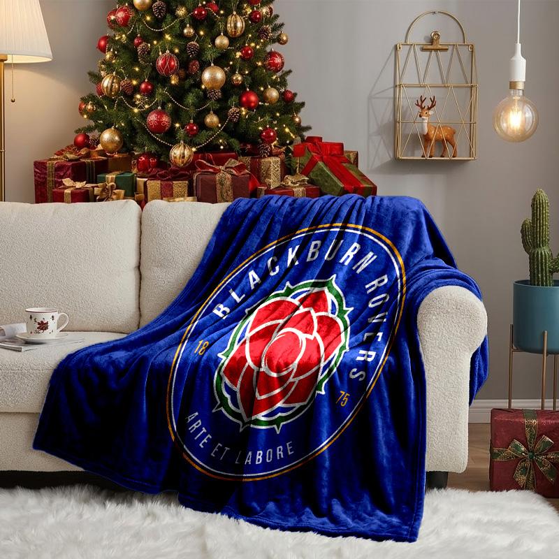 Blackburn-Rovers Crest Throws Blanket Flannel Blankets Plush for Couch Bed Gifts for Men Women Travel Picnic Blanket Christmas Fan Gifts