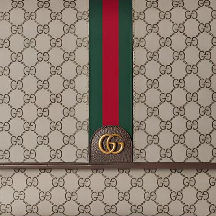 Gucci Ophidia Magnetic Closure Flap Adjustable Shoulder Strap Canvas And Leather Large Crossbody Bag Men bags Beige Ebony 792119-FACJQ-9741