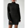 Sheath Dress Women Sexy Knitted Dress Turtleneck Mini Vestidos Knitwear Slim Autumn Winter Knitting Above Knee Office Lady