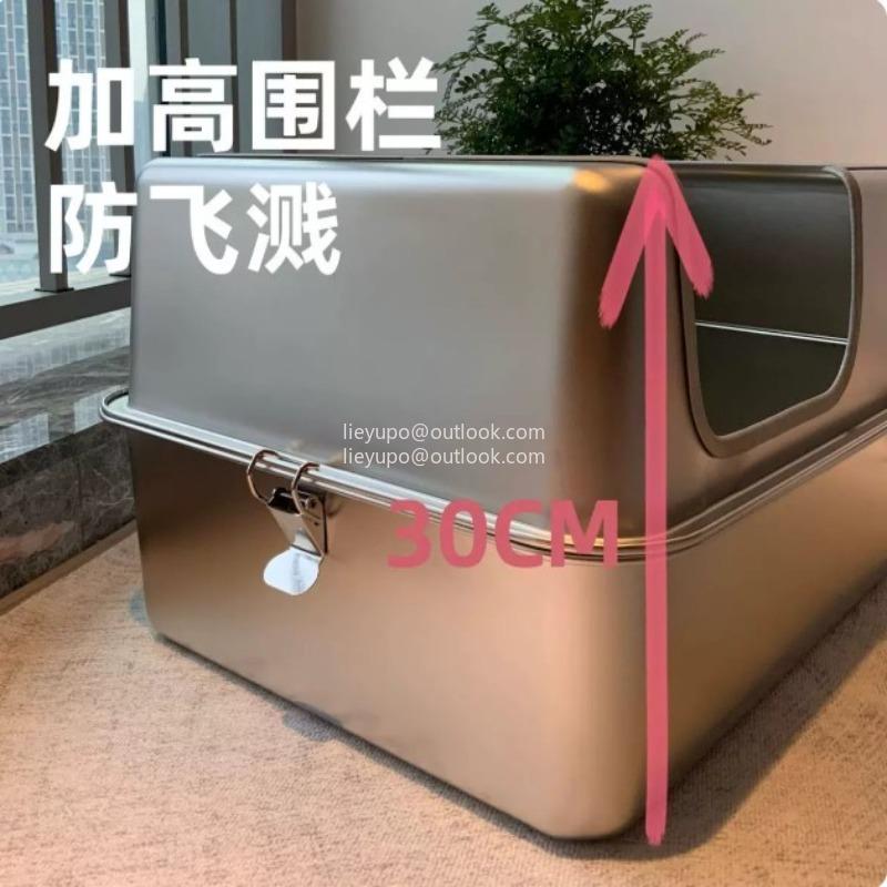 Extra Large Fully Enclosed Stainless Steel Cat Litter Box Is Leak-proof and Deodorizing