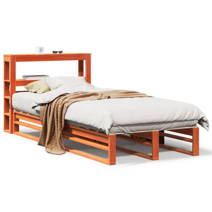 VidaXL Cadre de lit sans matelas cire marron 75x190 cm bois pin massif 3306512