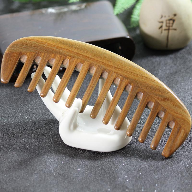 1Pcs Sandalwood Broad-Tooth Curled Hair Wooden Comb Scalp Massage Comb For Women Girls Ladies