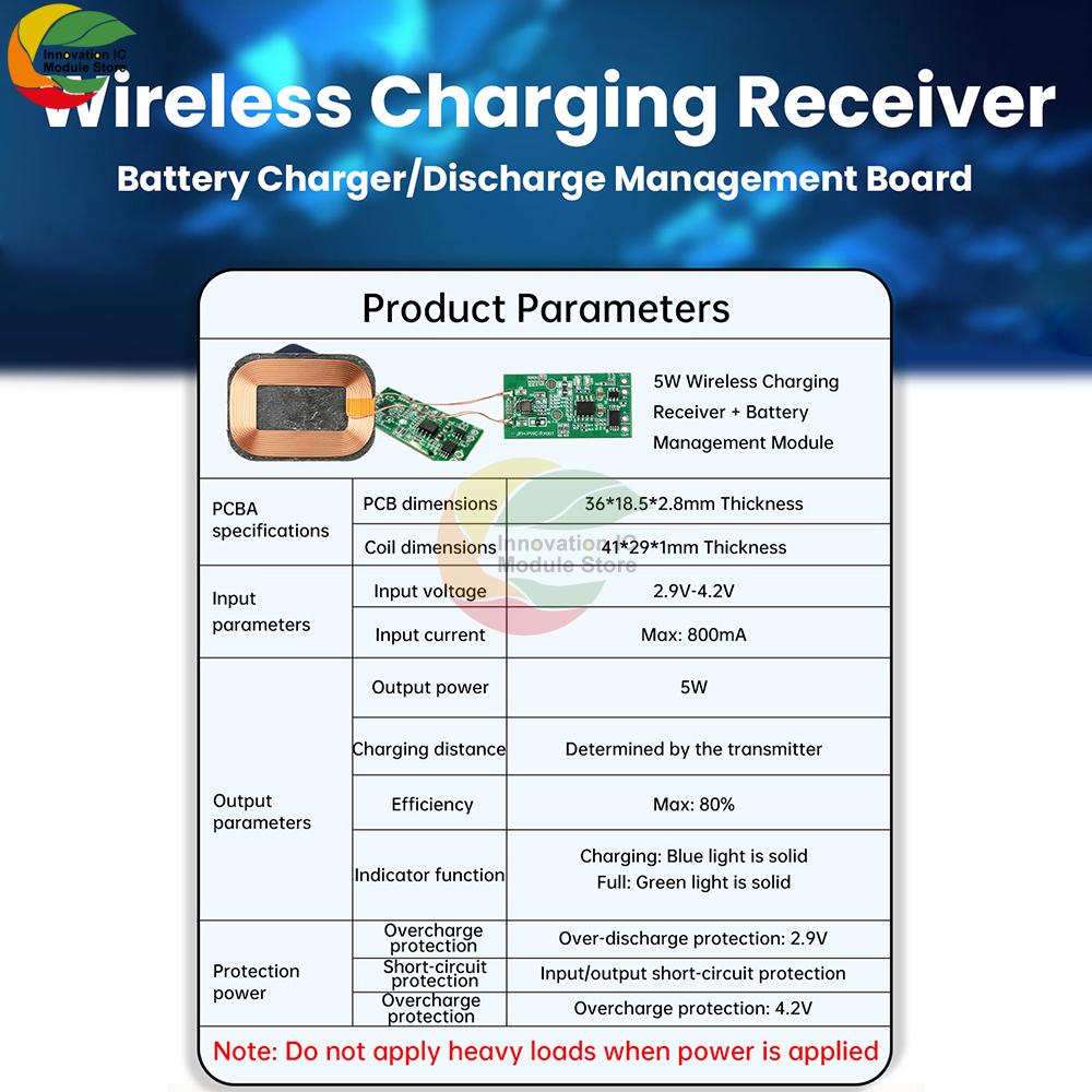 5W Wireless Charging Receiver Module Supports 3.7V Battery Charging And Discharging, Suitable for Table Lamp Headphone