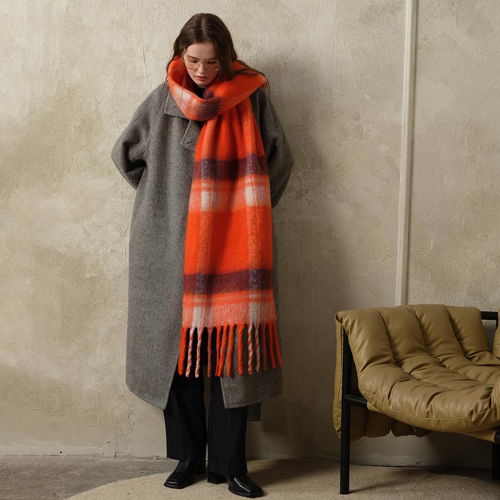 Autumn and winter imitation cashmere plaid scarf women's soft enlarged thick scarf shawl