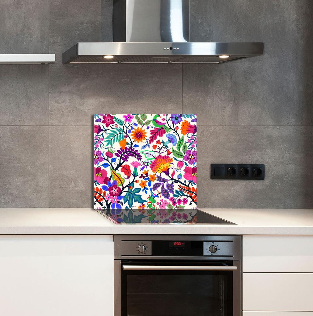 PANEL SZKLANY DO KUCHNI 65x60 Kwiaty
