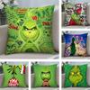 Federa Decorativa Natalizia - 45×45cm, Abbinamento Colori Rosso-Verde, Regalo di Capodanno, Copricuscino da Divano per Decorazione Ufficio e Casa