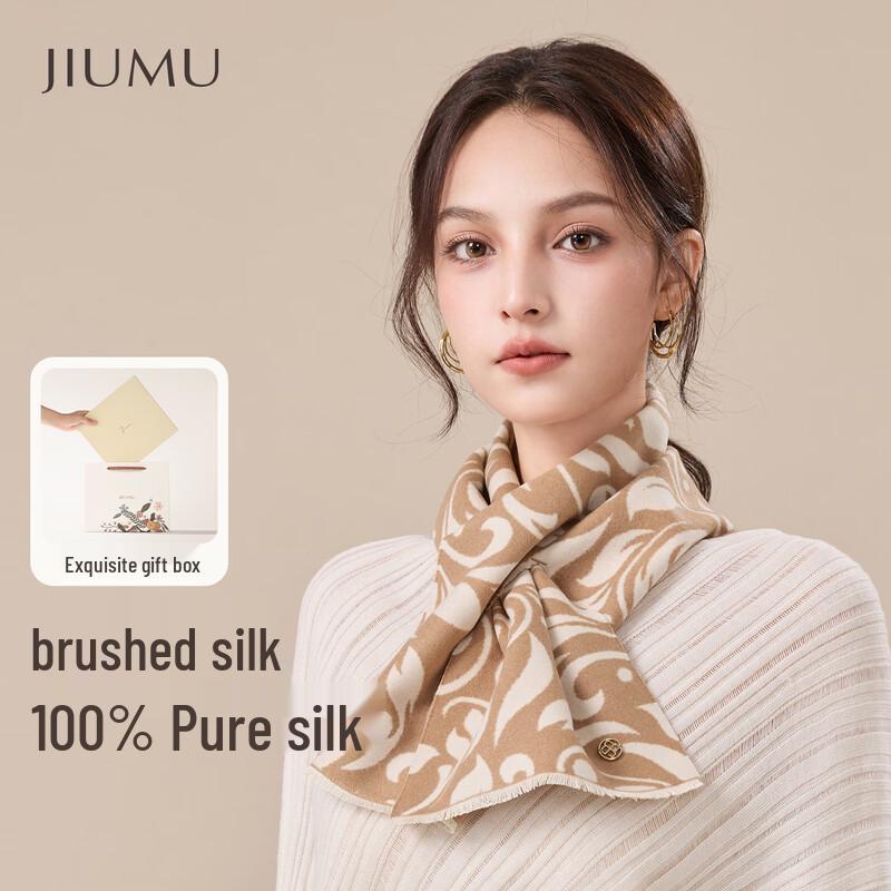 JIUMU Luxury Mulberry Silk Scarf for Women
