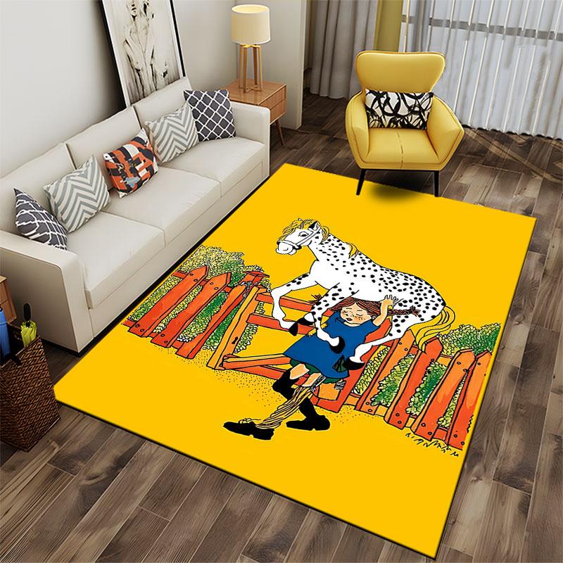 Girl Lifting Spotted Horse Carpet suitable as a non-slip mat for the living room or bedroom sofa