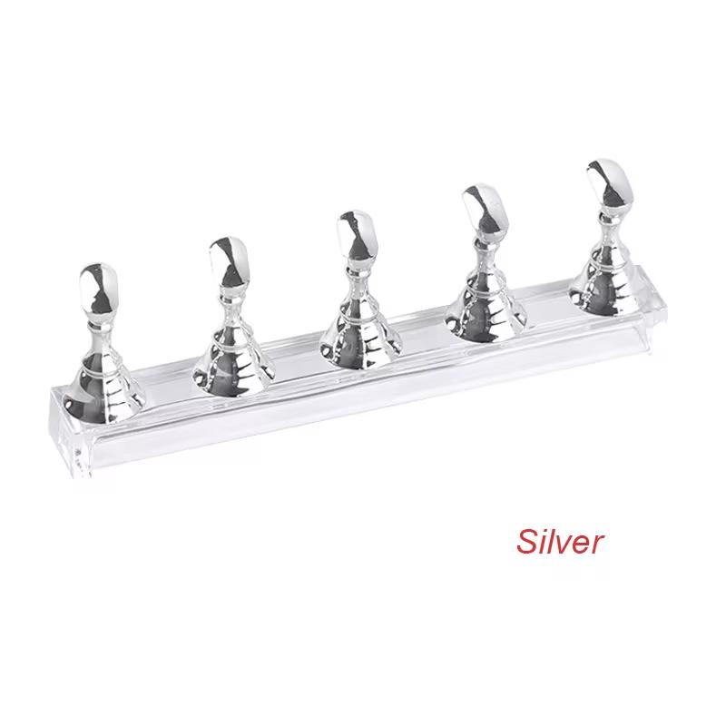 CNKESS 1Set False Nail Trainning Holder Base Display Stand Alloy Tips Practice Crystal Nail Art Polish Display Manicure Tools