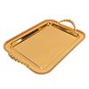 Metal Serving Tray with Beads European Decorative Rectangular Mirror Serving Platter with Handle for Table Centerpiece