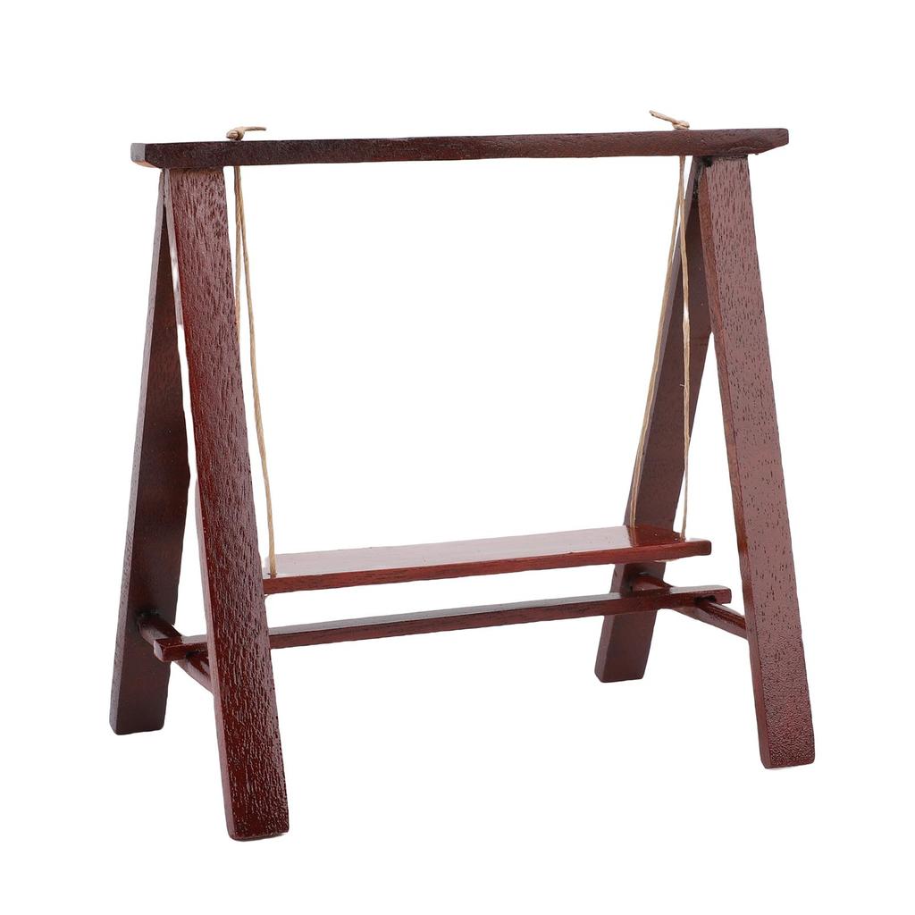 Miniature Dollhouse Swing 1:12 Modeling Figurine Porch Wood Furniture Supplies Mini House Accessories Rosewood Color