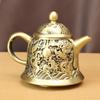 High-grade brass teapot faucet pot creative wine glass office desktop ornament pure copper retro Shuanglong play bead tea set
