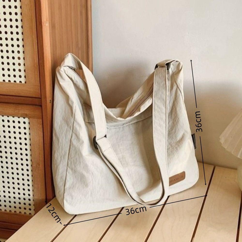 New Canvas Shoulder Bag Japanese Style Zipper Closure Messenger Bag Large Capacity Lightweight School Book Bag Student Use