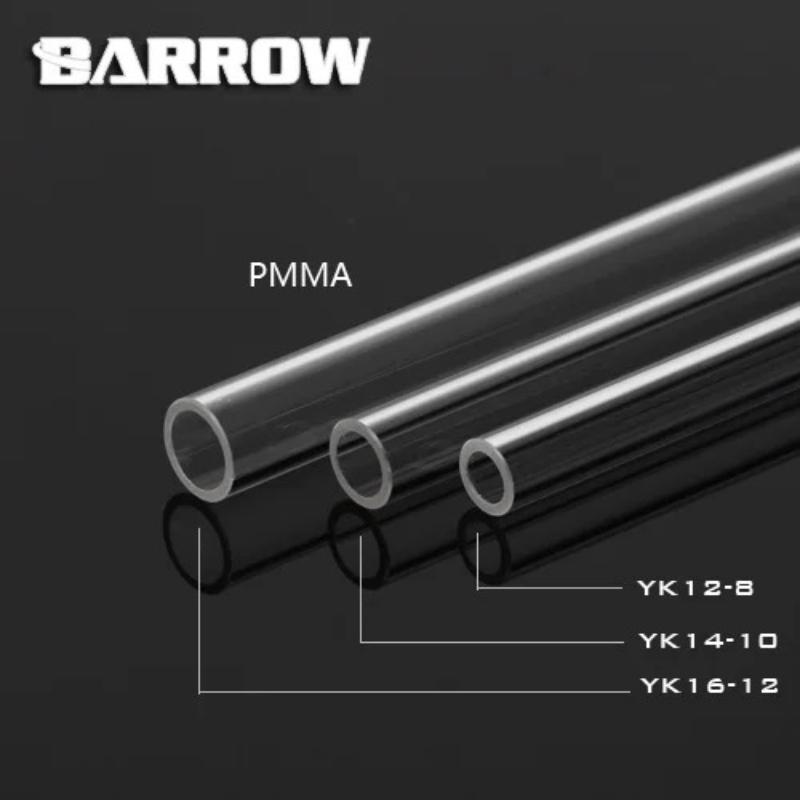 Barrow 500MM Water Cooling System Pipe Transparent PMMA Acrylic Hard Tube PETG Rigid OD 12mm/14mm/16mm YK14-10/PG1410-L 12x8mm L50cm