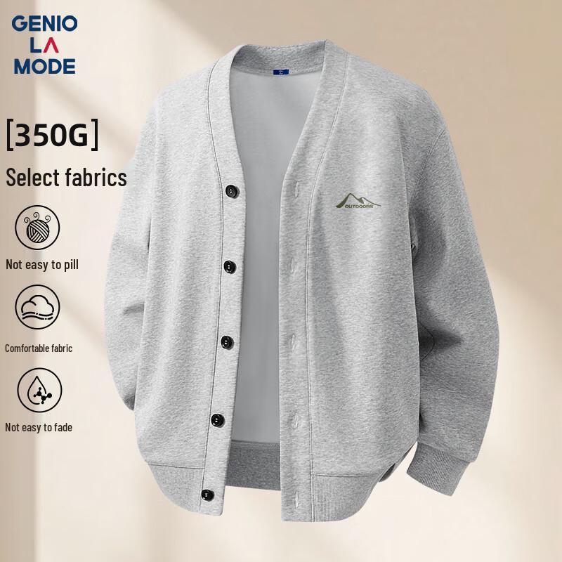 GENIOLAMODE Men's V-Neck Cardigan Sweatshirt