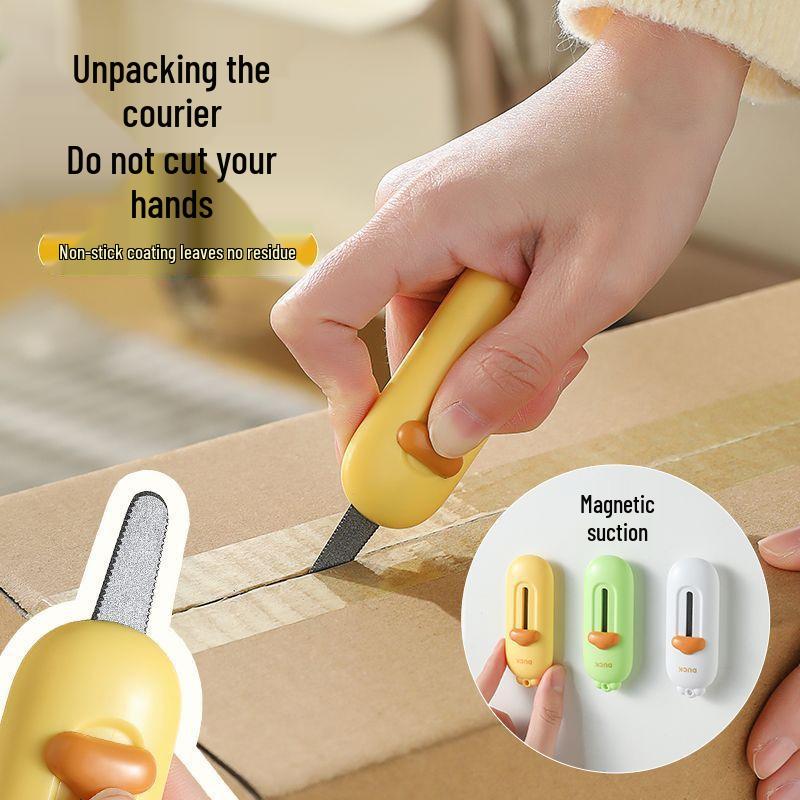 Little Yellow Duck Magnetic Unboxing Knife - Portable Serrated Pocket Tool for Opening Boxes
