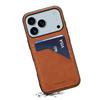 DENIOR For iPhone 17 Pro Max Case Dual Card Slots PU Leather+TPU+PC Phone Cover