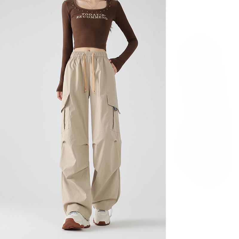 

Парашютные рабочие брюки для женщин на весну и осень, новые широкие повседневные облегающие серые спортивные брюки с высокой талией для женщин XL