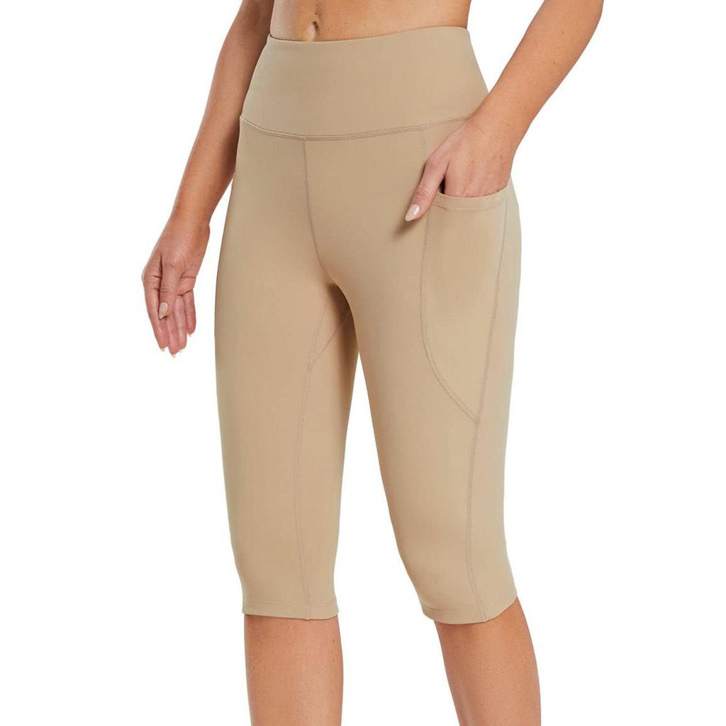 Pantaloncini con tasche da allenamento per motociclisti da yoga a vita alta da donna, leggings atletici