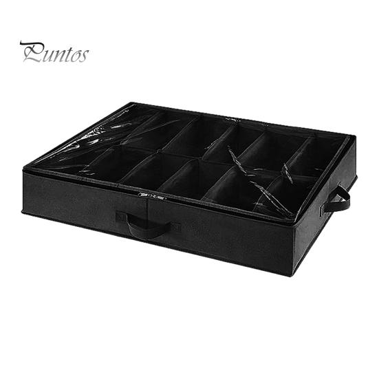 Under-Bed Shoes Storage Organizer Large Capacity Multiple Compartments Foldable Design Shoes Container Storage Box with Handle