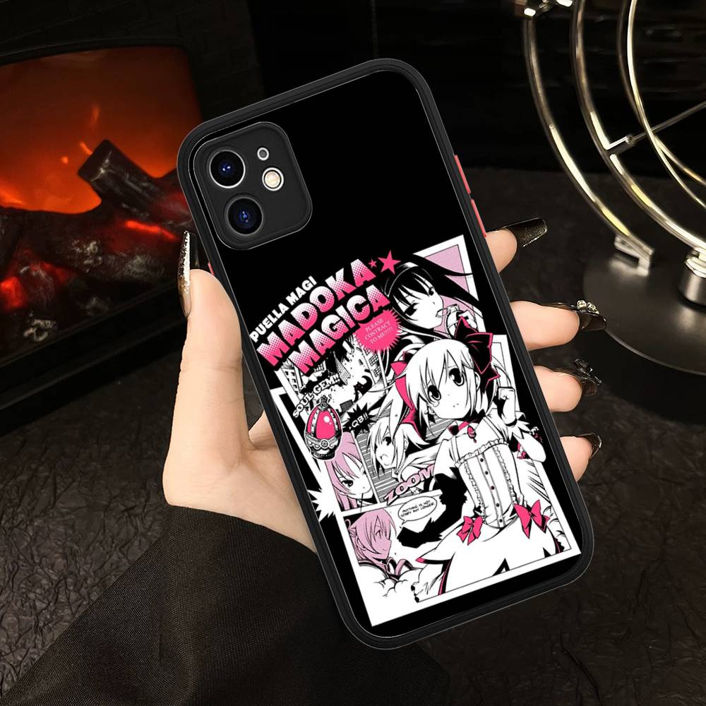 Coques de téléphone pour iPhone 16 15 14 Plus 13 12 11 Pro Max, Housse de téléphone Bumper Mate Oft, Fille Anime Puella Magi Madoka Magica