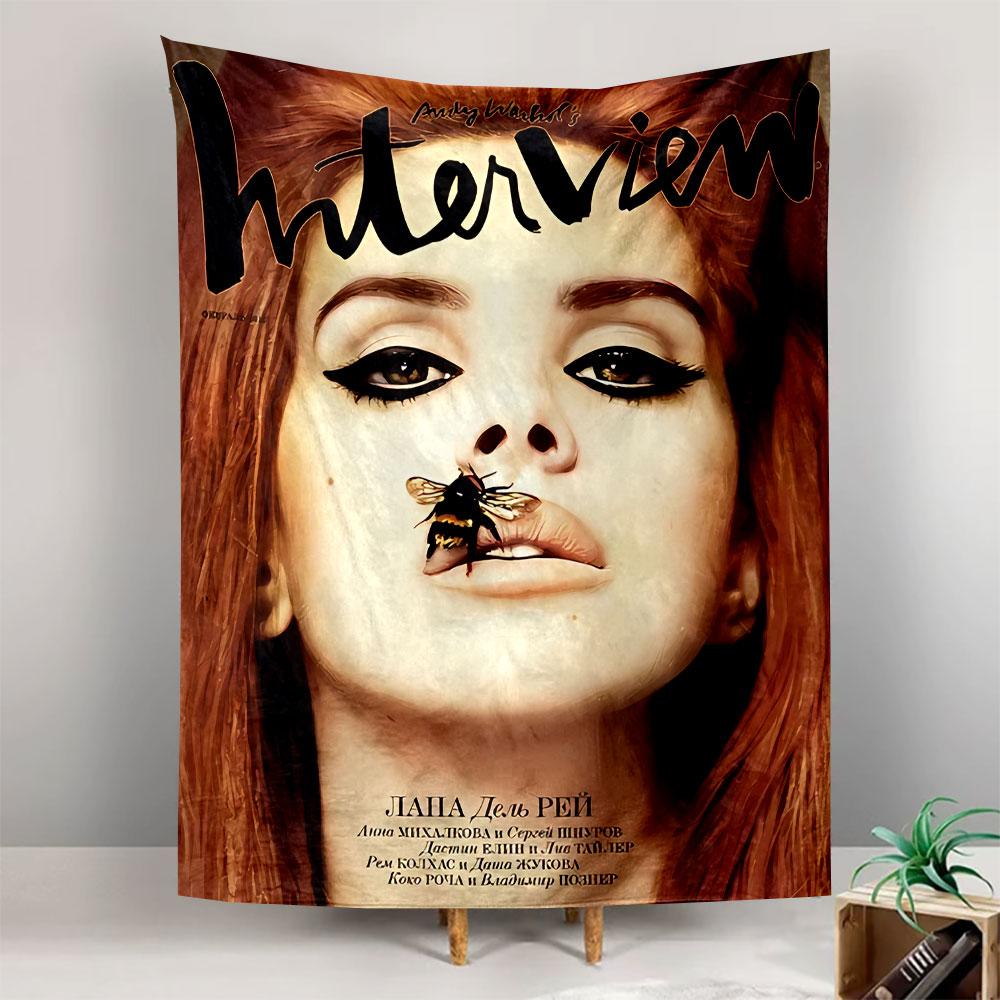 Interview Magazine Cover Tapestry Wall Hanging, Laila Ian Peel Editorial Art, Fashion Wall Decor for Bedroom Dorm