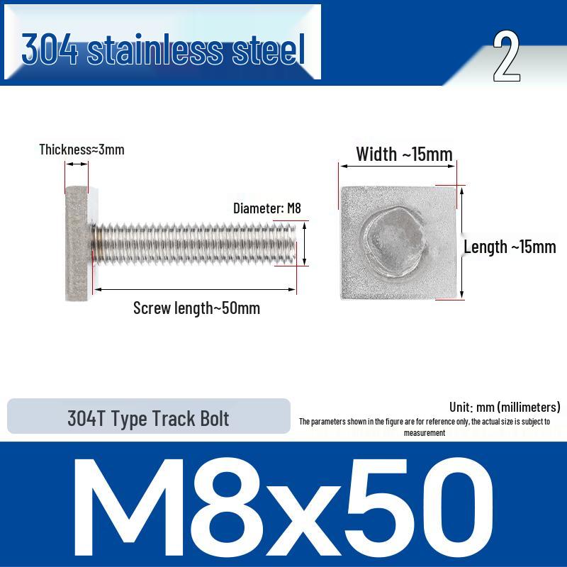 Custom 304 Stainless Steel T-Slot Irregular Rectangular T-Bar Bolt M6/M8