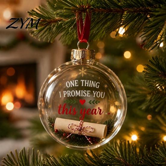 Decorative Hanging Ornaments for Festivals 3D Clear Ball Christmas Ornament, Holiday Message Keepsake, Acrylic Tree Decoration Winter Tree, Home Party