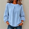 Women S Long Sleeve Blouse Lantern Sleeve Waffle Knit Solid Color Casual