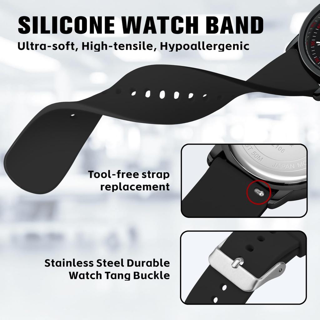 PINDOWS Unisex Analog Quartz Watch for 30m Water Military Time Luminous Dial for Easy Visibility Women's Watch, Students, Resistant, Display,