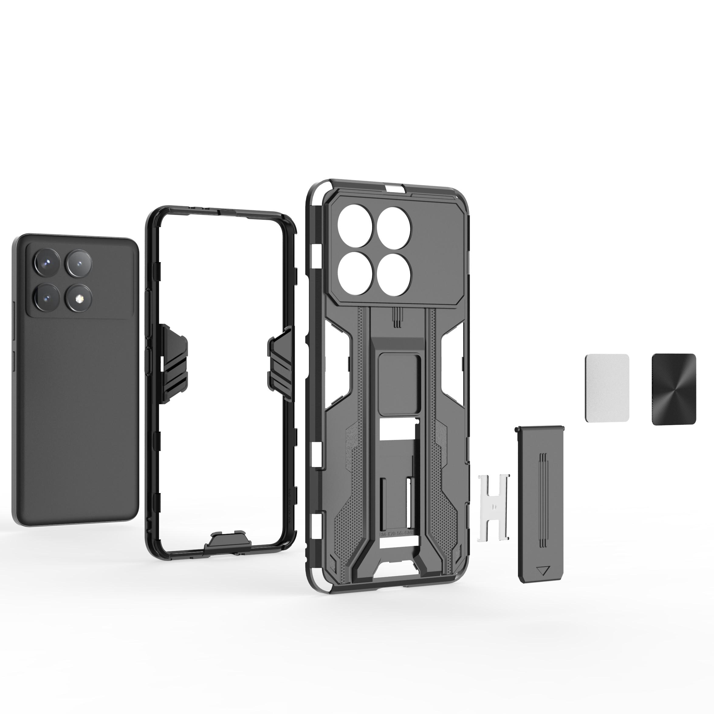 

For Xiaomi Poco F6 Pro 5G/Redmi K70 5G/K70 Pro 5G Case Kickstand Hybrid Hard PC Soft TPU Phone Cover Silver
