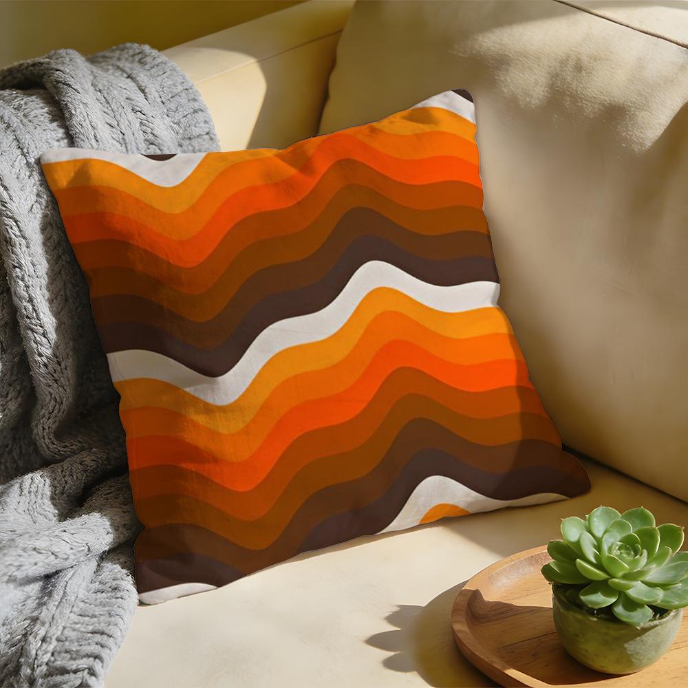 Cushion Cover  Washed Linen  Soft Breathable Decorative Case For Sofa Home Rainbow Series Geometric Print Pillow cover