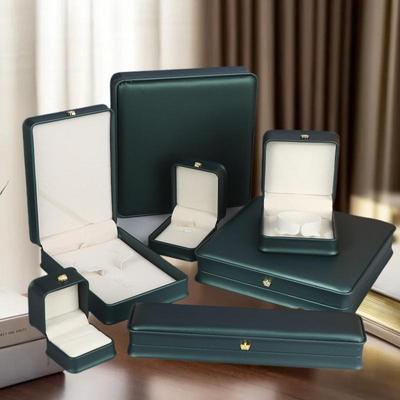 Dark Green Jewelry Ring Box PU Leather Jewelry Organizer Ring Earring Necklace Pendant Gift Display Box Engagement Wedding