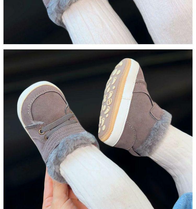 Baby High-Top Yellow Walking Shoes - Thick Plush Cotton, Non-Slip Soft Sole, Warm Boots for Boys (0-1 Year)