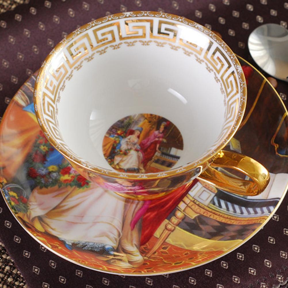 Teacup Saucer Set With Spoon Morning Tea Cup With Handle For Adults