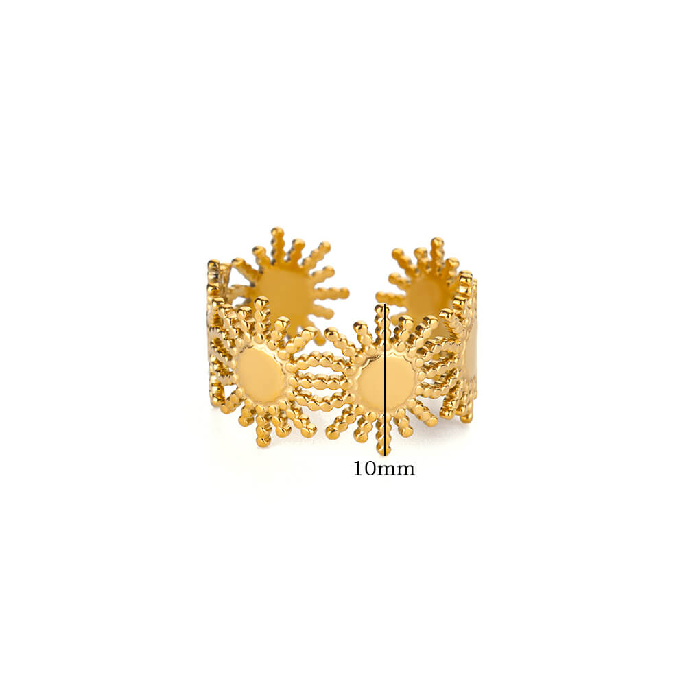 Fashion Sun Open Rings For Women Men Gold Color Stainless Steel Sun Ring Wedding Couple Aesthetic Jewelry Gift bijoux femmes