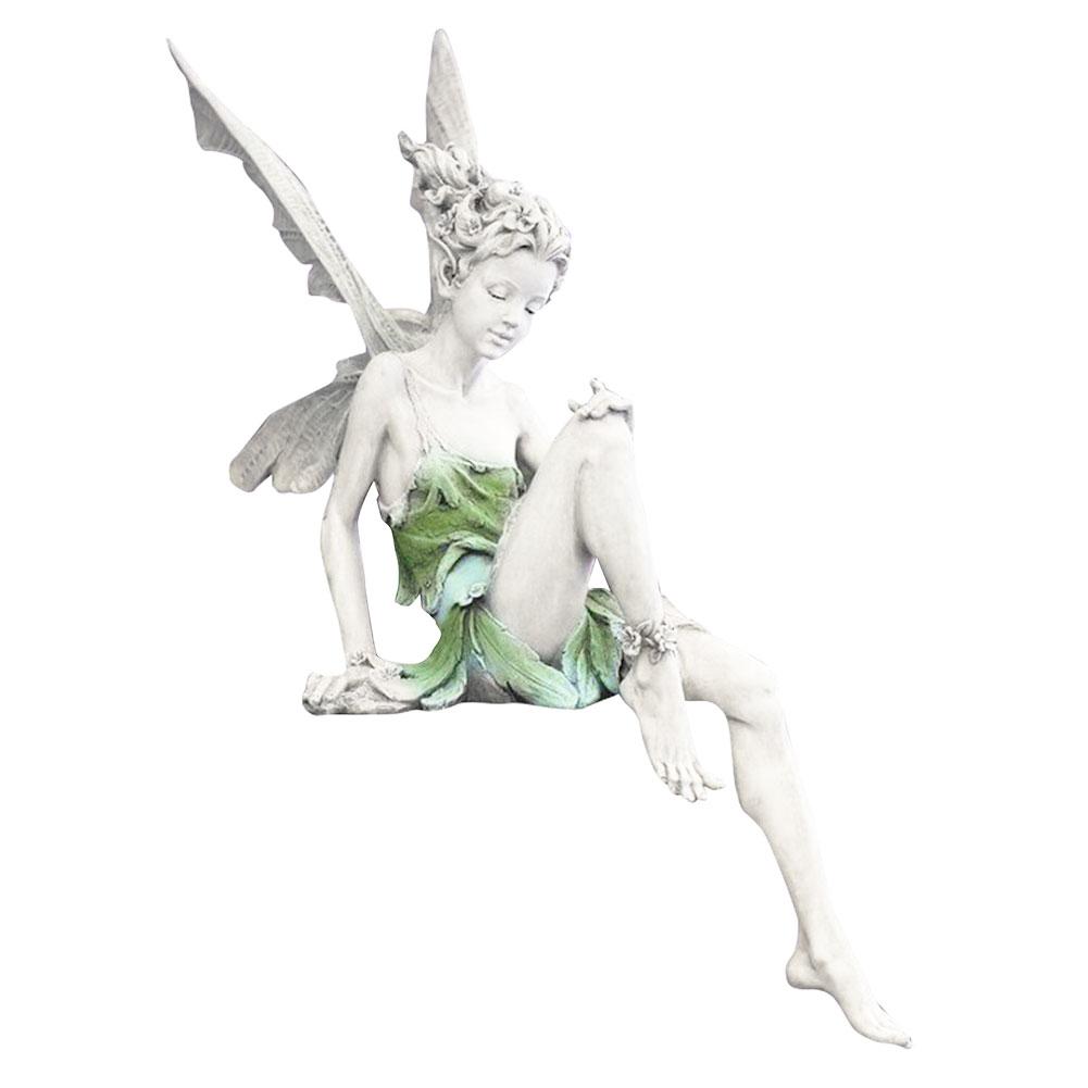 Flower Fairy Sculpture Garden Landscaping Yard Art Ornament Resin Turek Sitting Statue Outdoor Angel Figurines Craft Decoration