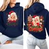 Women's Christmas Lightweight Long Sleeve Printed Hooded Pullover Sweatshirt