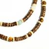 Türkis Holz Halskette Boho Strand Surfer Verstellbare Perlen Halsketten für Damen Herren Sommer Schmuck Geschenke