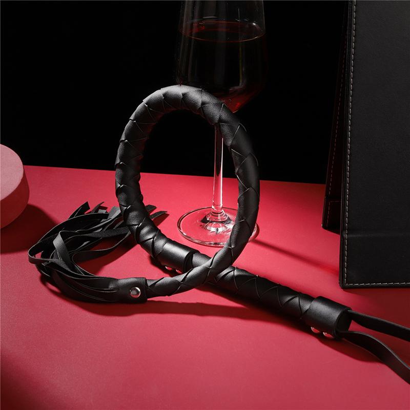 High Quality Pu Leather Pimp Whip Racing Riding Crop Party Flogger Hand Cuffs Queen Black Horse Riding Whip