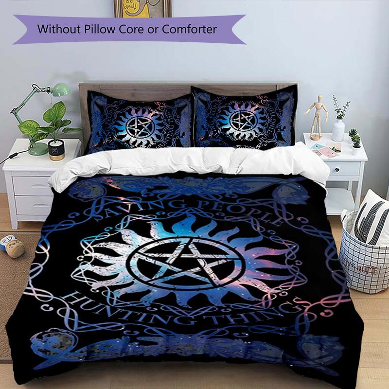 Supernatural 3pcs Bedding Set Duvet Cover Closure Includes 1 Duvet Cover & 2 Pillowcases for All Seasons Bedroom Home Dorm Decor