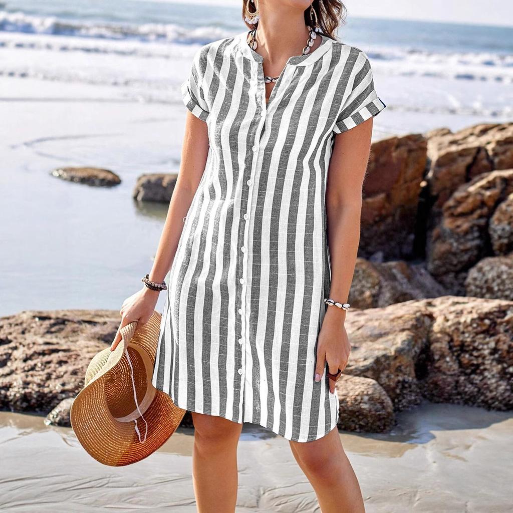 Summer Shirt Women's Fashion, Loose, Casual and Elegant, Casual Striped Shirt Top
