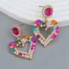 Pinkdudu Fashion 3 Color Rhinestone Heart Drop Earrings Romantic Luxury Multicolor Zircon Love Earring for Women Jewelry PD1323