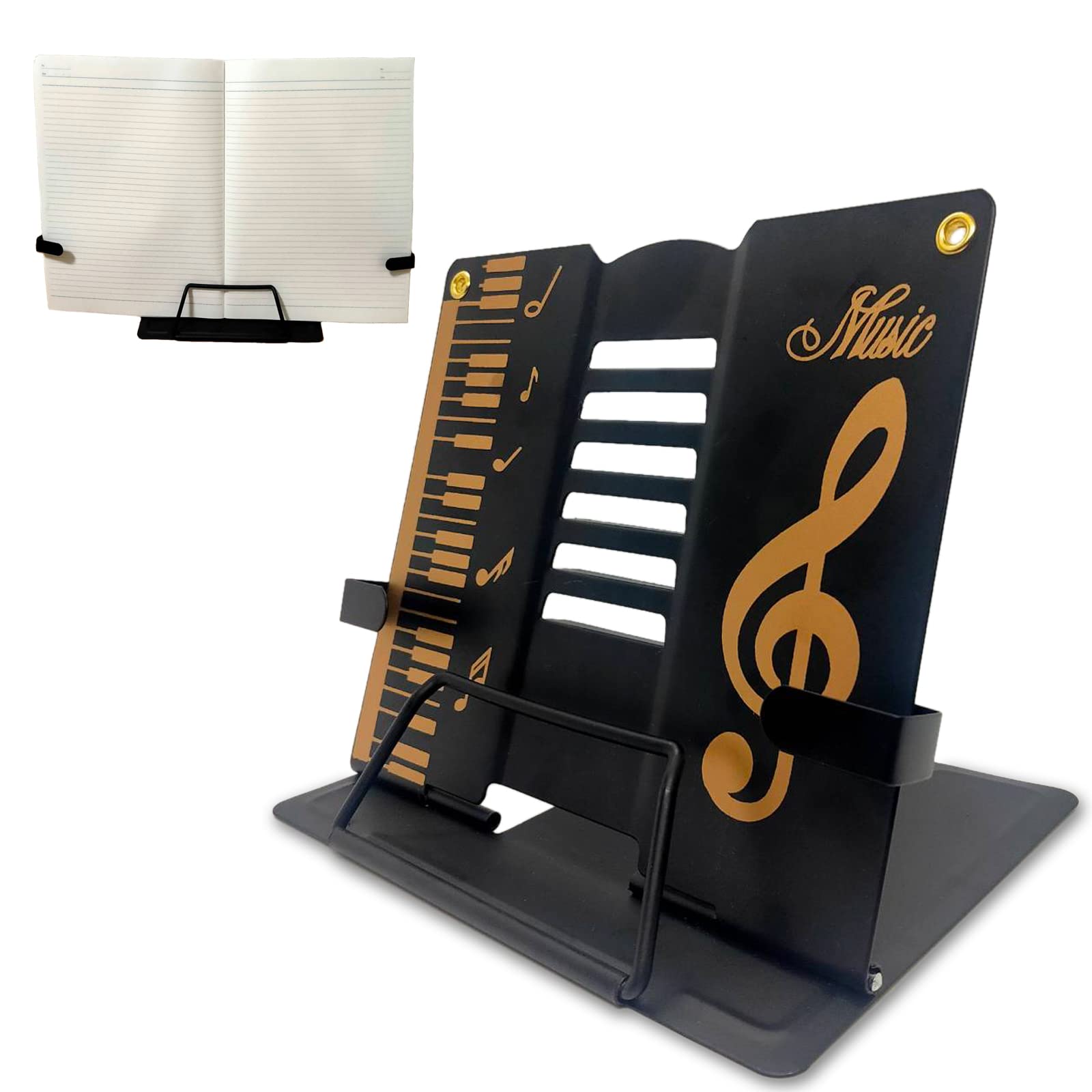 

musical note Tabletop music easy to cute plaza original [Cute design] stand, lightweight, compact, foldable, carry, [coco packaging] чорний