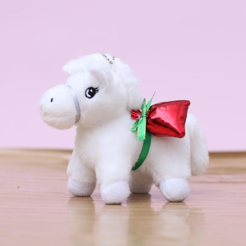 Chinese Style Vintage Pony Plush Keychain PP Cotton Chinese Horse Plush Keyring Birthday Gift