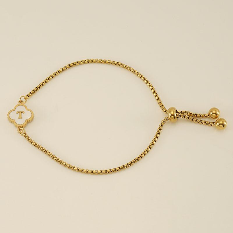 Stainless Steel Shell Clover Letter Bracelet Unique Design Fashionable Wrist Jewelry for Women