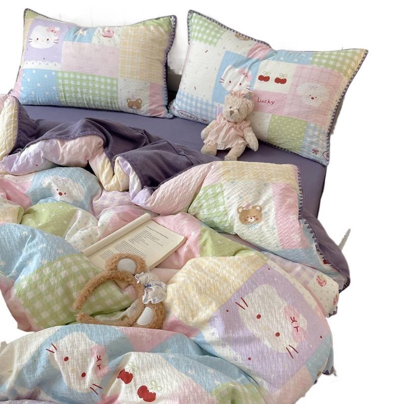 2026 Cartoon Style Embroidered Puffy Cotton Bedding Set