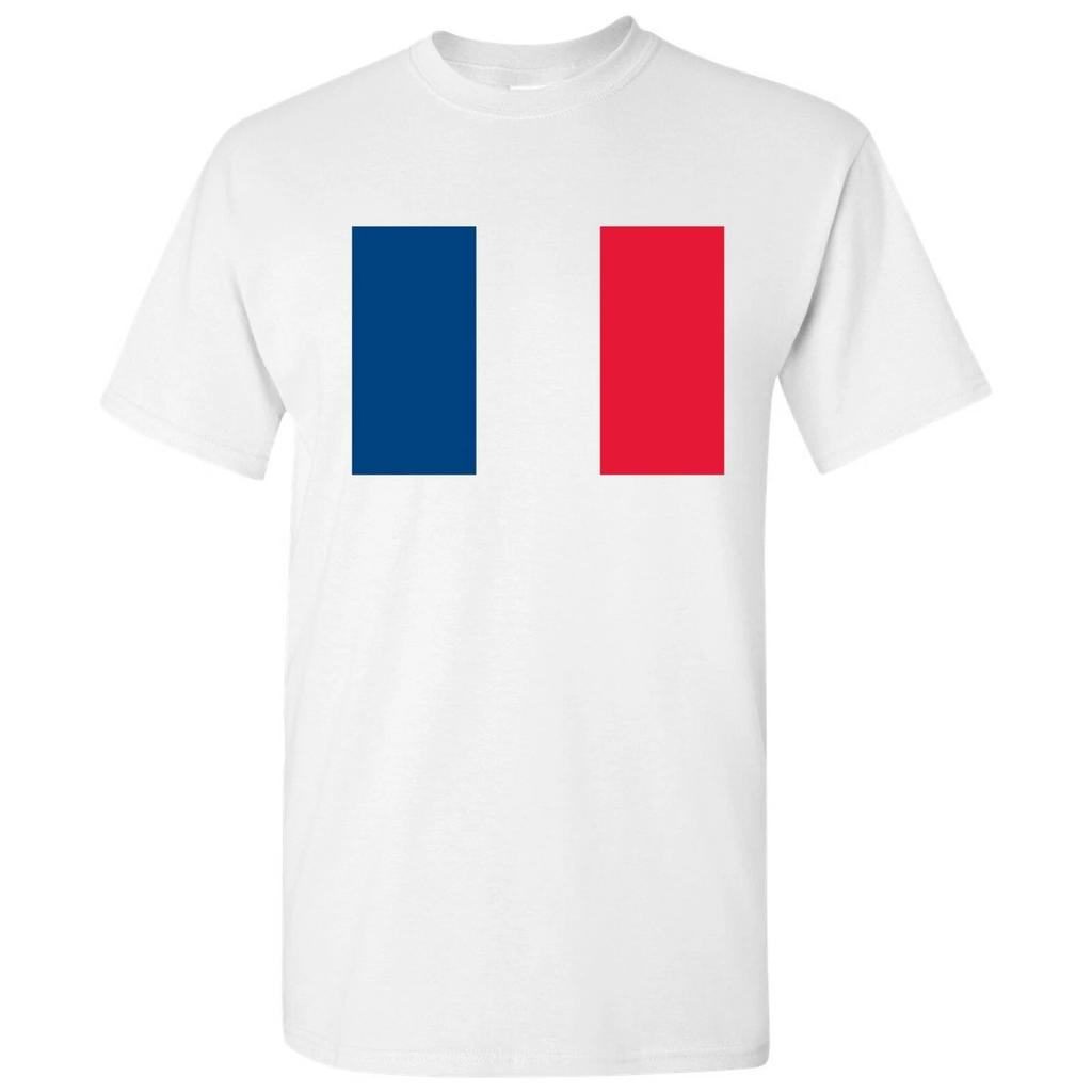 France European Flag Basic Cotton T-Shirt - White