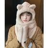 3 In 1 Girl Scarf Bear Hat Furry Caps Scarf with Gloves Set Winter Warm Headgear for Casual Outdoor Wear