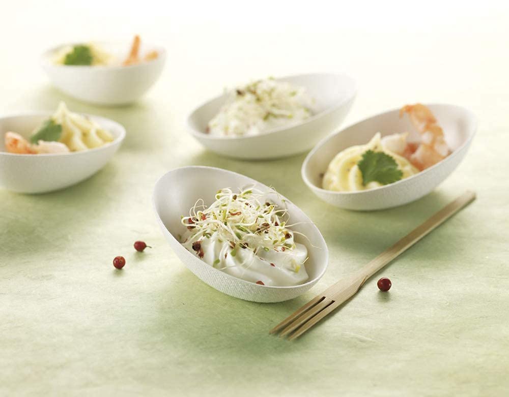 SOLIA Disposable Bowls, 30ml, Pack of 50, Paper Plates, Eco-Friendly Pulp, French Cuisine, VO57007